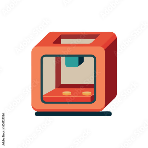 3D Printer Vector Icon on White | Additive Manufacturing Technology Digital Fabrication Illustration Art