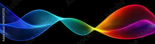 Vibrant abstract rainbow wave lines spectrum background line color gradient