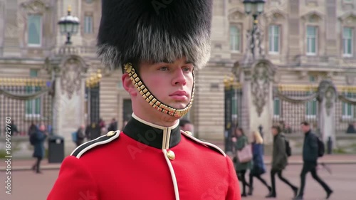 Guard in red uniform at Buckingham Palace