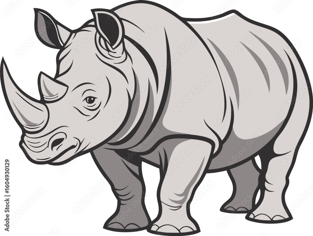 Fototapeta premium simple rhino silhouette outline graphic