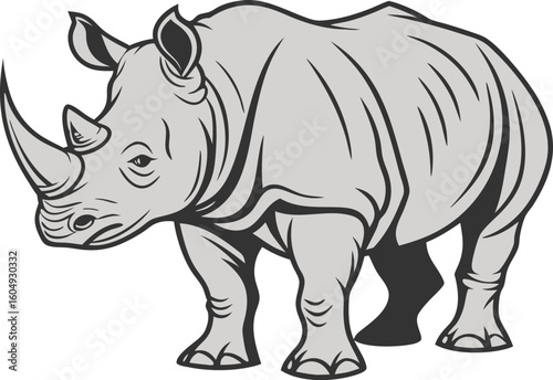 rhinoceros animal vector isolated on white