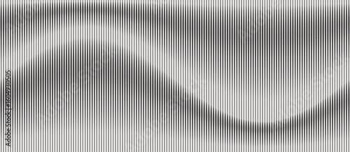 Abstract art geometric background with vertical lines. Optical illusion with waves and transition.