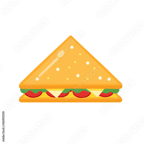 A delicious triangular sandwich with fresh ingredients. The sandwich is a mouthwatering snack or meal