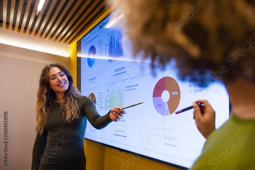 Business professional presenting data analysis