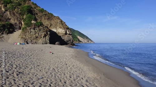 Aerial view of fantastic blue sea background. Mediterranean Sea, Europe. Beauty world, Blue horizon where the cloudless sky and the blue sea converge., view of Mediterranean sea in Jijel Algeria