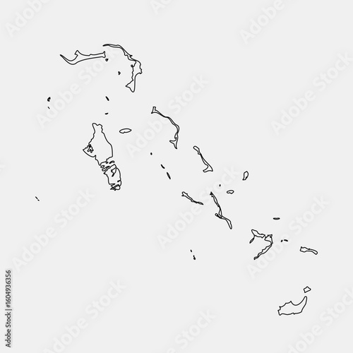 Bahamas Islands Outline and National Flag Colors