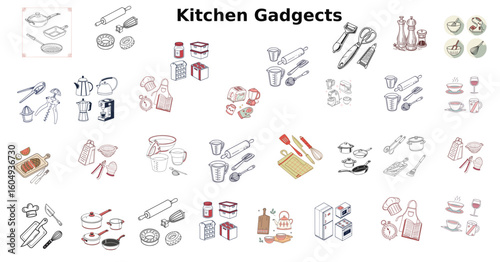 Kitchen Utensils and Appliances Vector Icons Set – Flat Style, Cooking Tools, Minimal Design