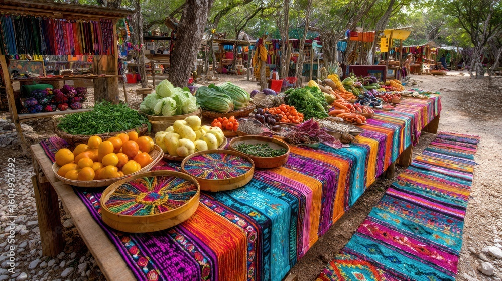 Fototapeta premium Colorful market stall with fresh produce