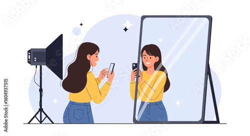 Capturing Digital Self Portrait Via Modern Smartphone with Flattering Studio Lighting