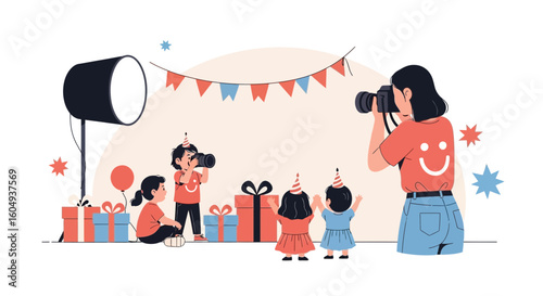 Capturing Joyful Moments Party Photography Studio with Children Having Fun