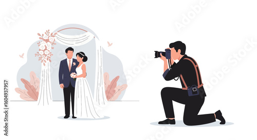 Capturing Timeless Moments Wedding Photographer at Work Illustration