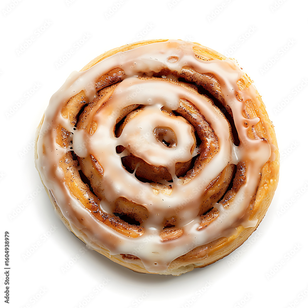 Fototapeta premium Glazed Cinnamon Roll with Swirled Layers