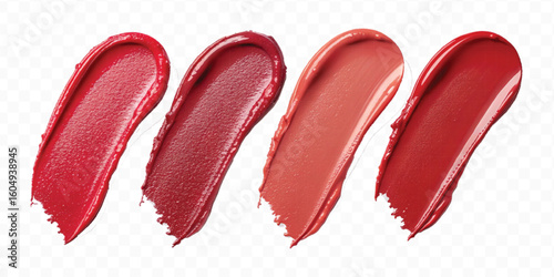 realistic 3d smooth glossy lipstick or paint swatch smear smudge in different color style isolated on white background	