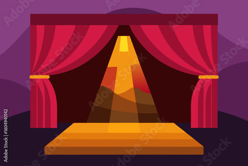 stage with red curtains