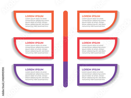 Business Strategy Concept with 6 steps Infographic Design with Editable Stroke Line Icons
