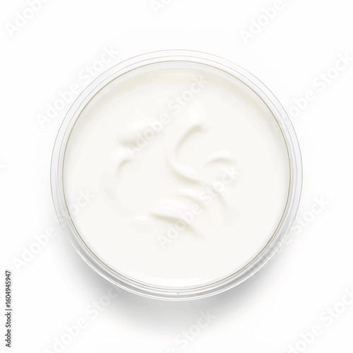 Creamy moisturizer in round container on white background  