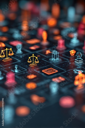 Digital Law and Justice Concept.