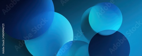 Abstract vector background with overlapping transparent blue circles and vibrant gradients. Modern digital wallpaper design concept.