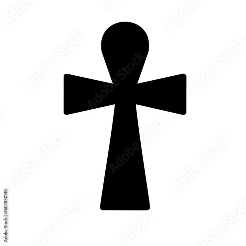 Ankh symbol vector – black and white ancient Egyptian religious icon
