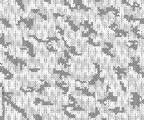 Abstract halftone seamless camouflage pattern. Repeating digital dotted hexagonal camo military texture background. Abstract modern fabric textile ornament. Vector illustration.