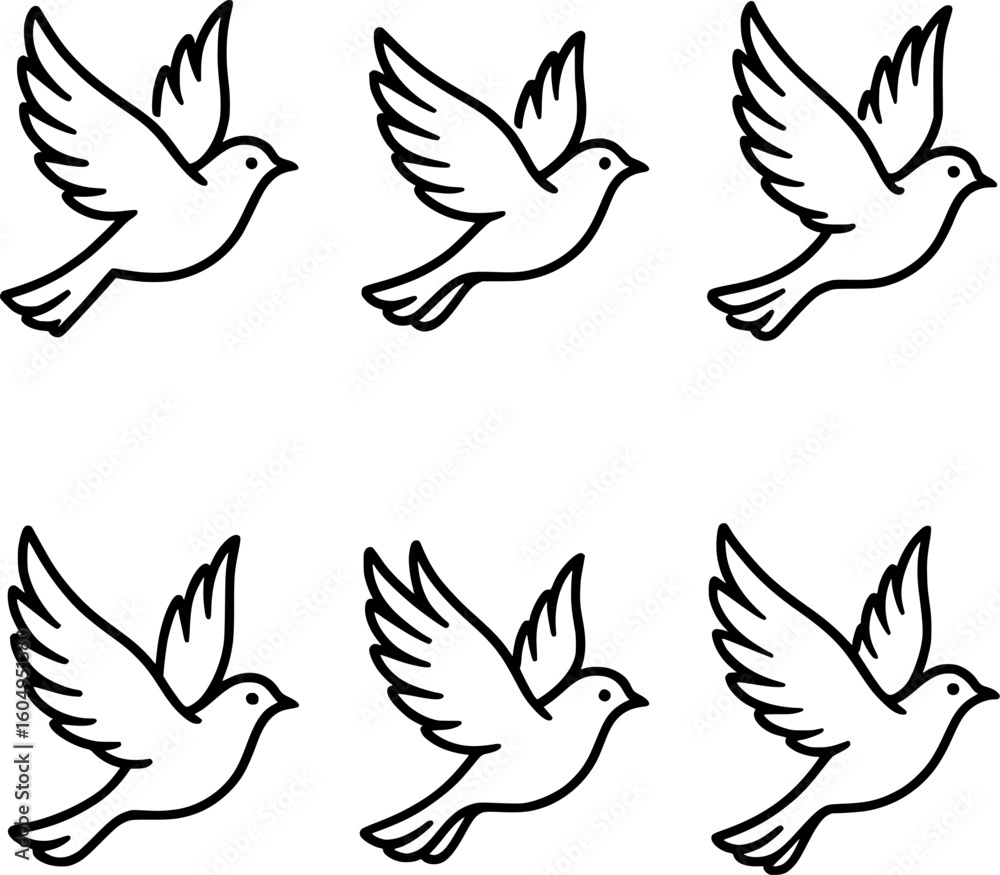 Obraz premium Flying Bird Outline Vector Collection