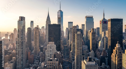 Fototapeta Naklejka Na Ścianę i Meble -  High angle view of a dense city skyline.