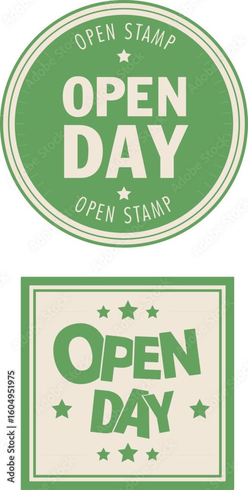 Fototapeta premium Open Day Round and Squire Seal Typography Vector design