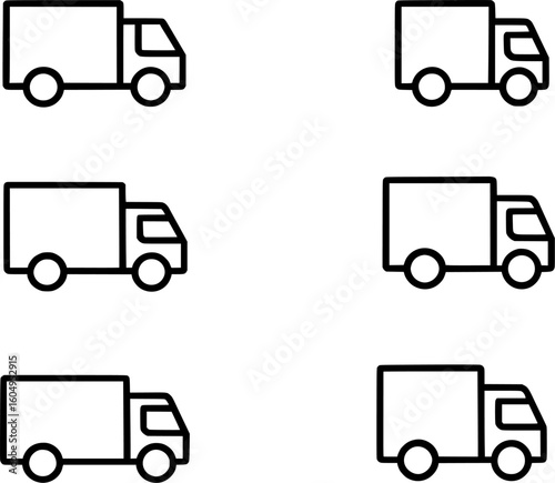 Supply truck delivery vehicle line icon collection vector set 