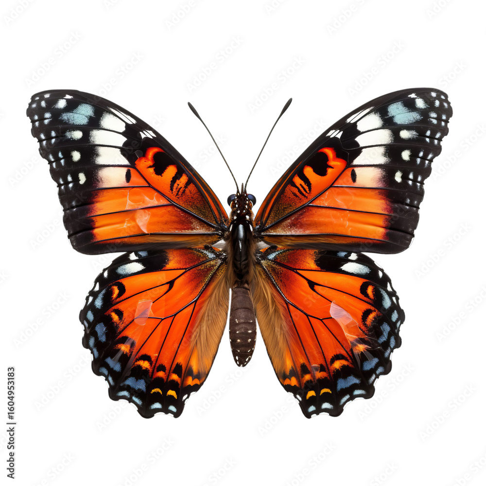 Fototapeta premium Realistic isolated butterfly, spring colored butterfly, insect