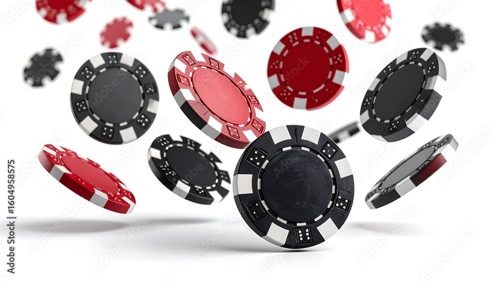 Casino chips in mid-air Casino chips in mid-air