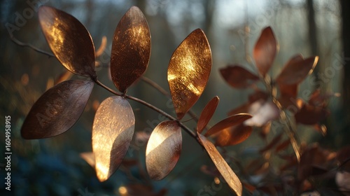 Copper leaves in sunlight