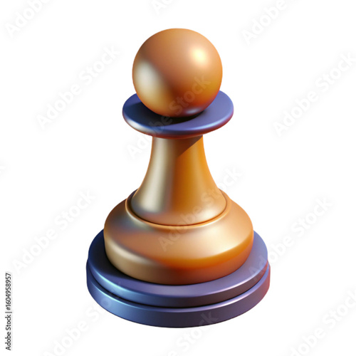 3D Plastic Chess Pawn Icon for Strategy, Gaming, and Leadership Concepts

