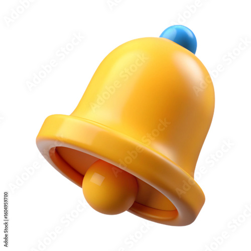 3D Plastic Notification Bell Icon for Alerts, Reminders, and Communication

