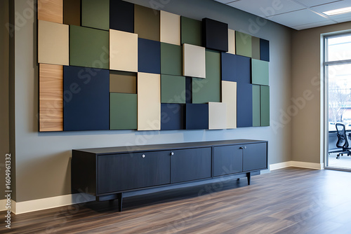 Conference Room Wall with Mosaic Acoustic Panels Design