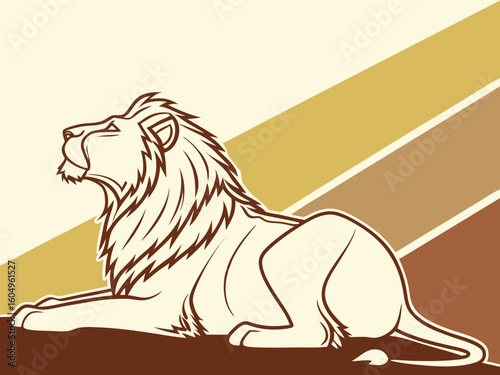 A lion lying down, resting peacefully vector animal silhouette
