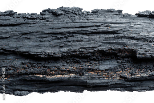 Burnt wood texture nature macro photography dark environment close-up. Isolated on transparent background, png.
