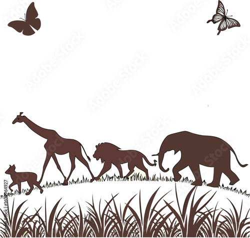 Papercut Style Environmental Poster with Wildlife Silhouettes and Earth Globe