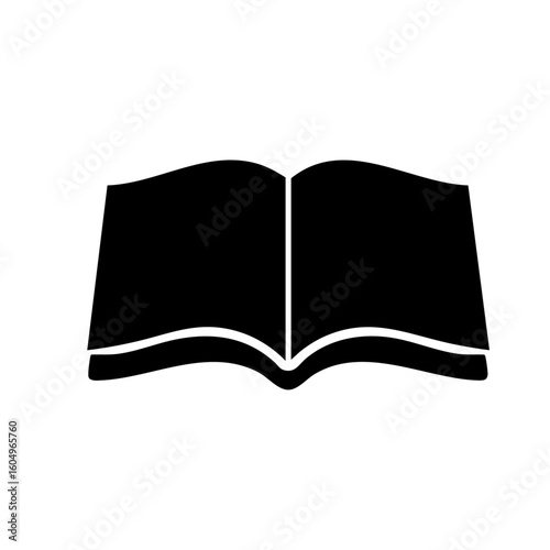 Open holy book icon – black and white vector symbol of sacred text
