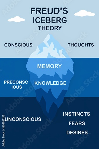 Iceberg Model of the Mind – Abstract Representation – AI generated