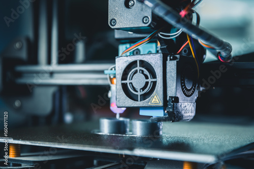 Papier peint Modern 3d printer producing a new prototype model with melted material in an eng