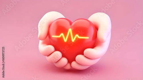 pink heart in hand