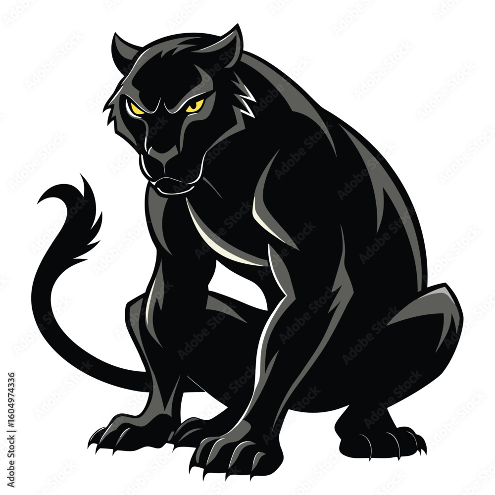 Obraz premium A cute domestic feline vector cartoon illustration of a black and white cat