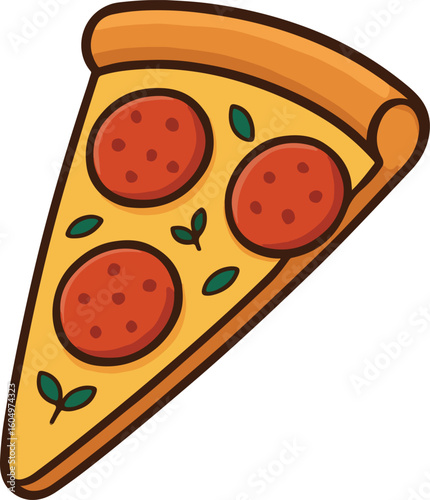Pepperoni pizza slice illustration food tasty italian cartoon graphic