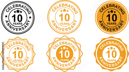 10 Years Business Anniversary Icons for Achievement and Recognition