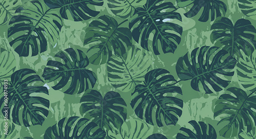 Abstract leave background pattern vector. Tropical monstera leaf design wallpaper. Botanical texture design for print, wall arts, and wallpaper.