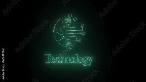 Blue Neon Piggy Bank Finance Icon – Glowing Animated UI Element in 4K