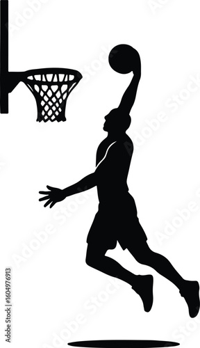 Silhouette basketball player dunking vector illustration