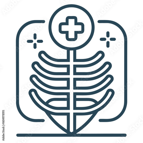 Minimalist line art icon of medical X-ray image