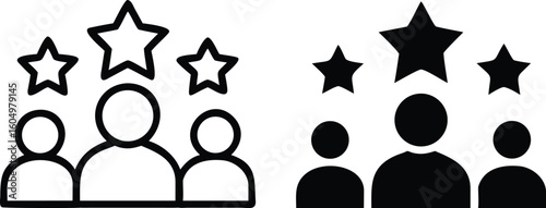 Team Member Rating Icons with Stars for Performance and Evaluation