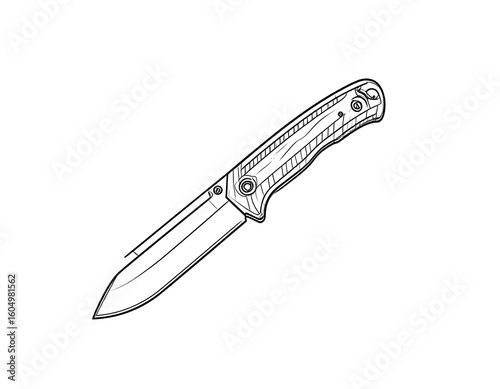 White Folding Knife on Black Background